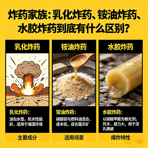 哈巴河炸药家族：乳化炸药、铵油炸药、水胶炸药到底有什么区别？